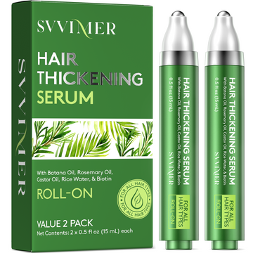 Svvimer Hair Growth Serum Roll On - with Rosemary Batana Oil Biotin Thickening Scalp Serum for Thinning Hair and Loss - for Women and Men 2 PCS 15ml/each