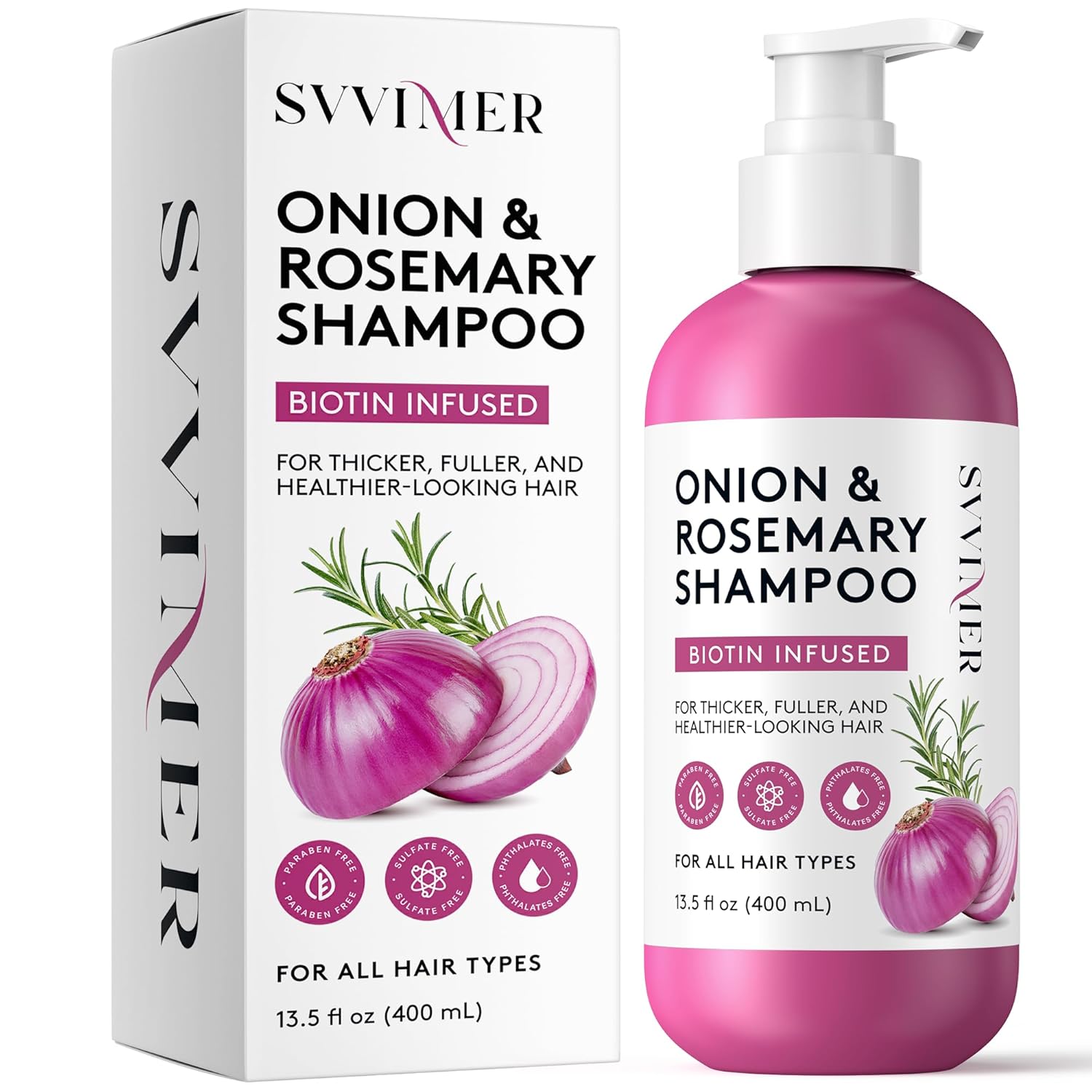 Svvimer Onion Rosemary and Biotin Shampoo - Hair Growth Shampoo for Hair Loss and Thinning